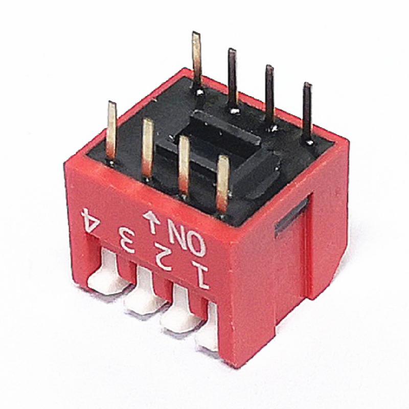 2.54mm pitch red 8pin dip switch